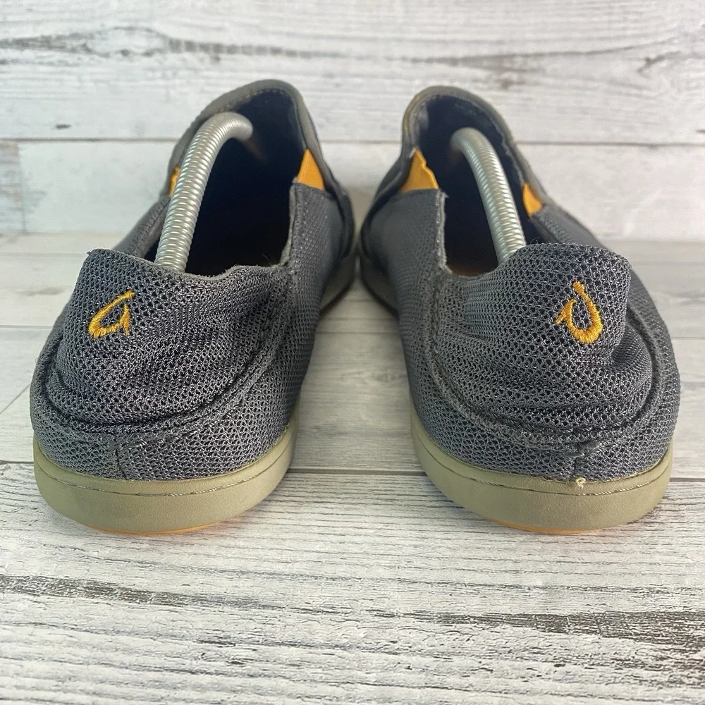 OluKai Nohea Mesh Loafers Mens 12 Gray Orange Slip On Shoes Comfort Casual Beach